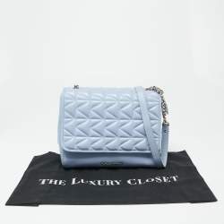 Karl Lagerfeld Light Blue Quilted Leather Shoulder Bag