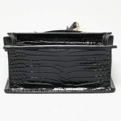 Karl Lagerfeld Black Croc Embossed K/Karl Seven Top Handle Bag