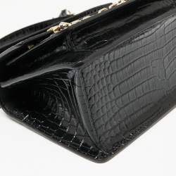 Karl Lagerfeld Black Croc Embossed K/Karl Seven Top Handle Bag