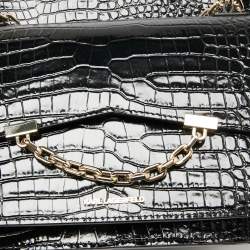 Karl Lagerfeld Black Croc Embossed K/Karl Seven Top Handle Bag