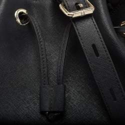 Pre Owned Karl Lagerfeld Black Leather Drawstring Bucket Bag