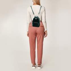 Karl Lagerfeld Green Velvet and Leather Mini Kaia Gerber Backpack