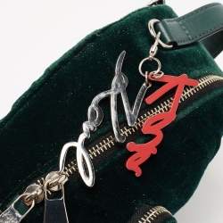 Karl Lagerfeld Green Velvet and Leather Mini Kaia Gerber Backpack