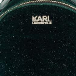 Karl Lagerfeld Green Velvet and Leather Mini Kaia Gerber Backpack