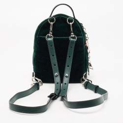 Karl Lagerfeld Green Velvet and Leather Mini Kaia Gerber Backpack