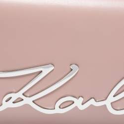Pre Owned Karl Lagerfeld Pink Leather K/Signature Top Handle Bag