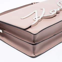 Pre Owned Karl Lagerfeld Pink Leather K/Signature Top Handle Bag