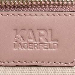 Pre Owned Karl Lagerfeld Pink Leather K/Signature Top Handle Bag