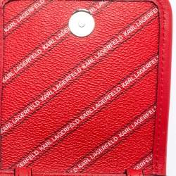 Karl Lagerfeld Red Coated Canvas And Leather Mini K/Stripe Logo Crossbody Bag    