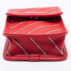 Karl Lagerfeld Red Coated Canvas And Leather Mini K/Stripe Logo Crossbody Bag    