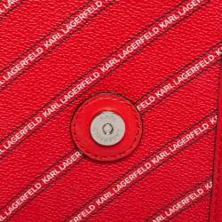 Karl Lagerfeld Red Coated Canvas And Leather Mini K/Stripe Logo Crossbody Bag    