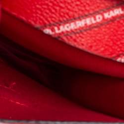 Karl Lagerfeld Red Coated Canvas And Leather Mini K/Stripe Logo Crossbody Bag    