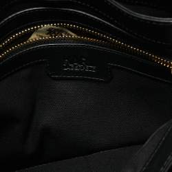 Pre Owned Karl Lagerfeld Black Leather And Suede Logo Top Handle Bag