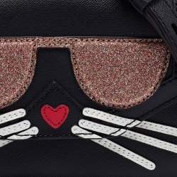 Karl Lagerfeld Black Leather K/Cocktail Cat Crossbody Bag