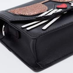 Karl Lagerfeld Black Leather K/Cocktail Cat Crossbody Bag