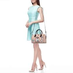 Pre Owned Karl Lagerfeld Pink Coated Canvas Mini K/Jet Choupette Duffel Bag