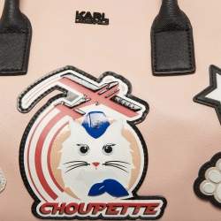 Pre Owned Karl Lagerfeld Pink Coated Canvas Mini K/Jet Choupette Duffel Bag