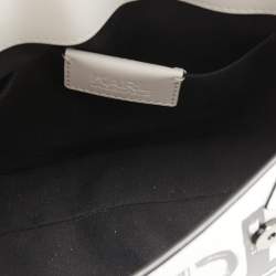 Pre Owned Karl Lagerfeld White Printed Leather Mini K/Ikon Top Handle Bag