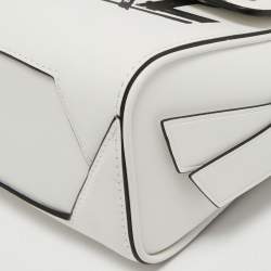 Pre Owned Karl Lagerfeld White Printed Leather Mini K/Ikon Top Handle Bag
