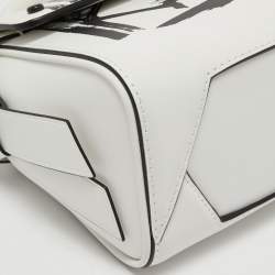 Pre Owned Karl Lagerfeld White Printed Leather Mini K/Ikon Top Handle Bag