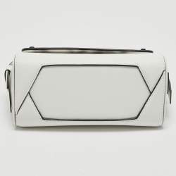 Pre Owned Karl Lagerfeld White Printed Leather Mini K/Ikon Top Handle Bag