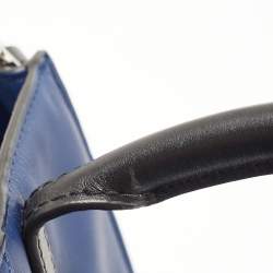 Karl Lagerfeld Blue/Black Leather Zip Tote