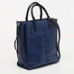 Karl Lagerfeld Blue/Black Leather Zip Tote