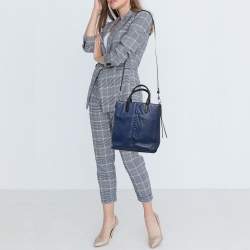 Karl Lagerfeld Blue/Black Leather Zip Tote