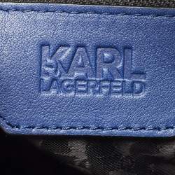 Karl Lagerfeld Blue/Black Leather Zip Tote