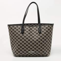 Pre Owned Karl Lagerfeld Black Monogram Coated Canvas and Leather K/Ikonik Tote
