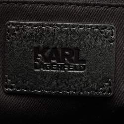 Pre Owned Karl Lagerfeld Black Monogram Coated Canvas and Leather K/Ikonik Tote