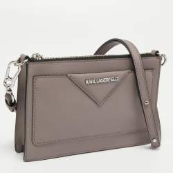Karl Lagerfeld Taupe Leather K/Klassik Shoulder Bag