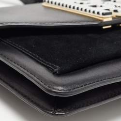 Pre Owned Karl Lagerfeld Black Leather Logo Envelope Flap Shoulder Bag