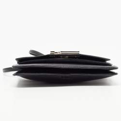 Pre Owned Karl Lagerfeld Black Leather Logo Envelope Flap Shoulder Bag