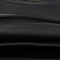 Pre Owned Karl Lagerfeld Black Leather Logo Envelope Flap Shoulder Bag