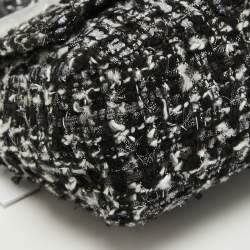 Pre Owned Karl Lagerfeld Black Tweed and Leather Flap Shoulder Bag