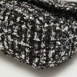 Pre Owned Karl Lagerfeld Black Tweed and Leather Flap Shoulder Bag