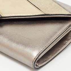 Karl Lagerfeld Metallic/Gold Glossy Leather and Suede K/Thunder Continental Wallet