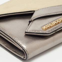 Karl Lagerfeld Metallic/Gold Glossy Leather and Suede K/Thunder Continental Wallet