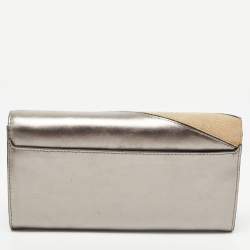 Karl Lagerfeld Metallic/Gold Glossy Leather and Suede K/Thunder Continental Wallet