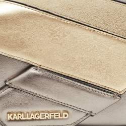 Karl Lagerfeld Metallic/Gold Glossy Leather and Suede K/Thunder Continental Wallet