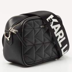 Karl Lagerfeld Black Leather K/Kuilted Camera Bag