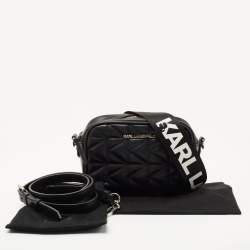 Karl Lagerfeld Black Leather K/Kuilted Camera Bag