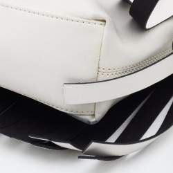 Pre Owned Karl Lagerfeld White/Black Faux Leather K/Fringe Hobo