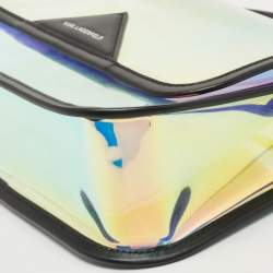 Pre Owned Karl Lagerfeld Black/Iridescent PVC and Leather Kalifornia 2 in 1 Bag