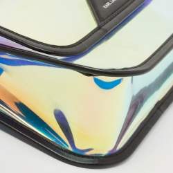 Pre Owned Karl Lagerfeld Black/Iridescent PVC and Leather Kalifornia 2 in 1 Bag