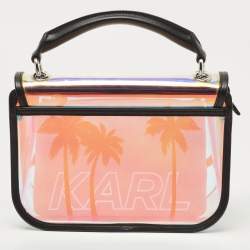 Pre Owned Karl Lagerfeld Black/Iridescent PVC and Leather Kalifornia 2 in 1 Bag