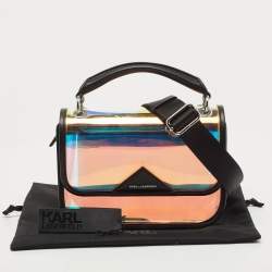 Pre Owned Karl Lagerfeld Black/Iridescent PVC and Leather Kalifornia 2 in 1 Bag