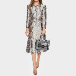 Pre Owned Karl Lagerfeld Black/Silver Tweed And Leather Mini Tote