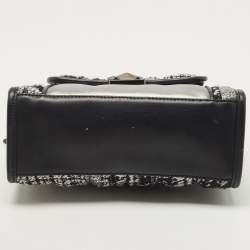 Pre Owned Karl Lagerfeld Black/Silver Tweed And Leather Mini Tote